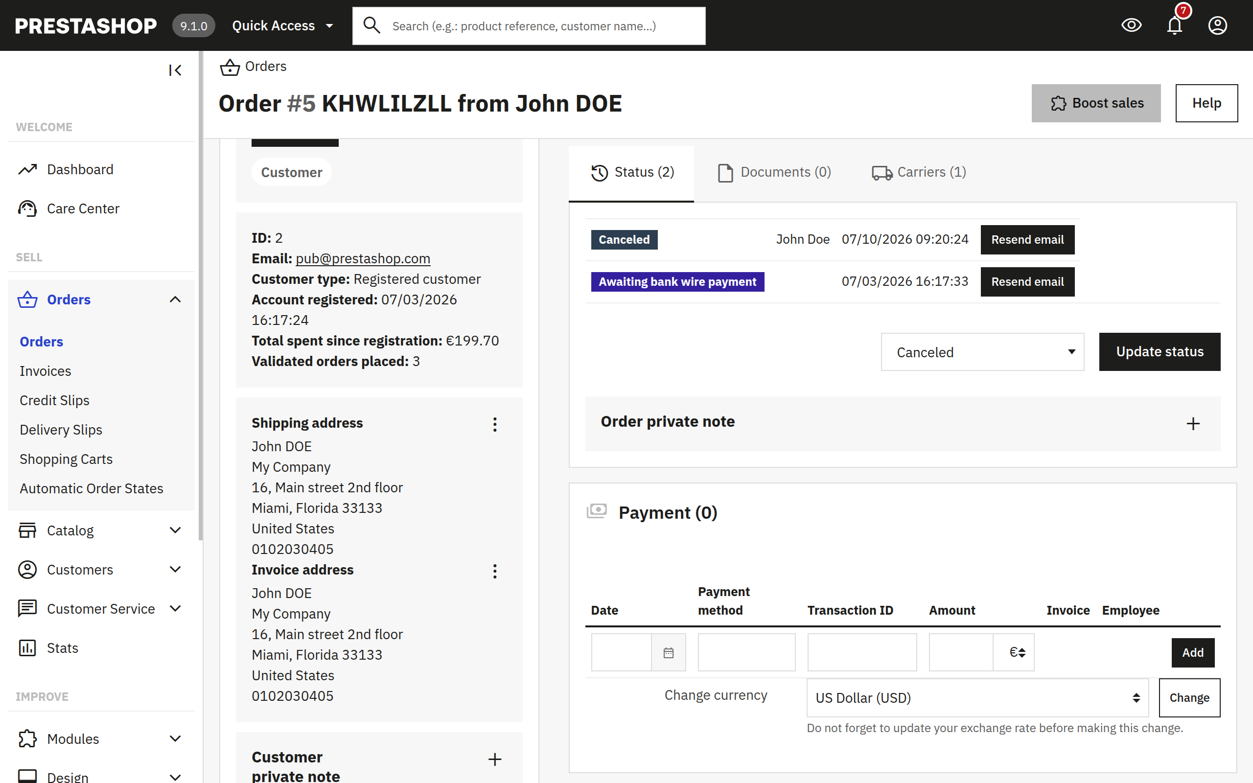 AutomaticOrderStates audit log in PrestaShop admin