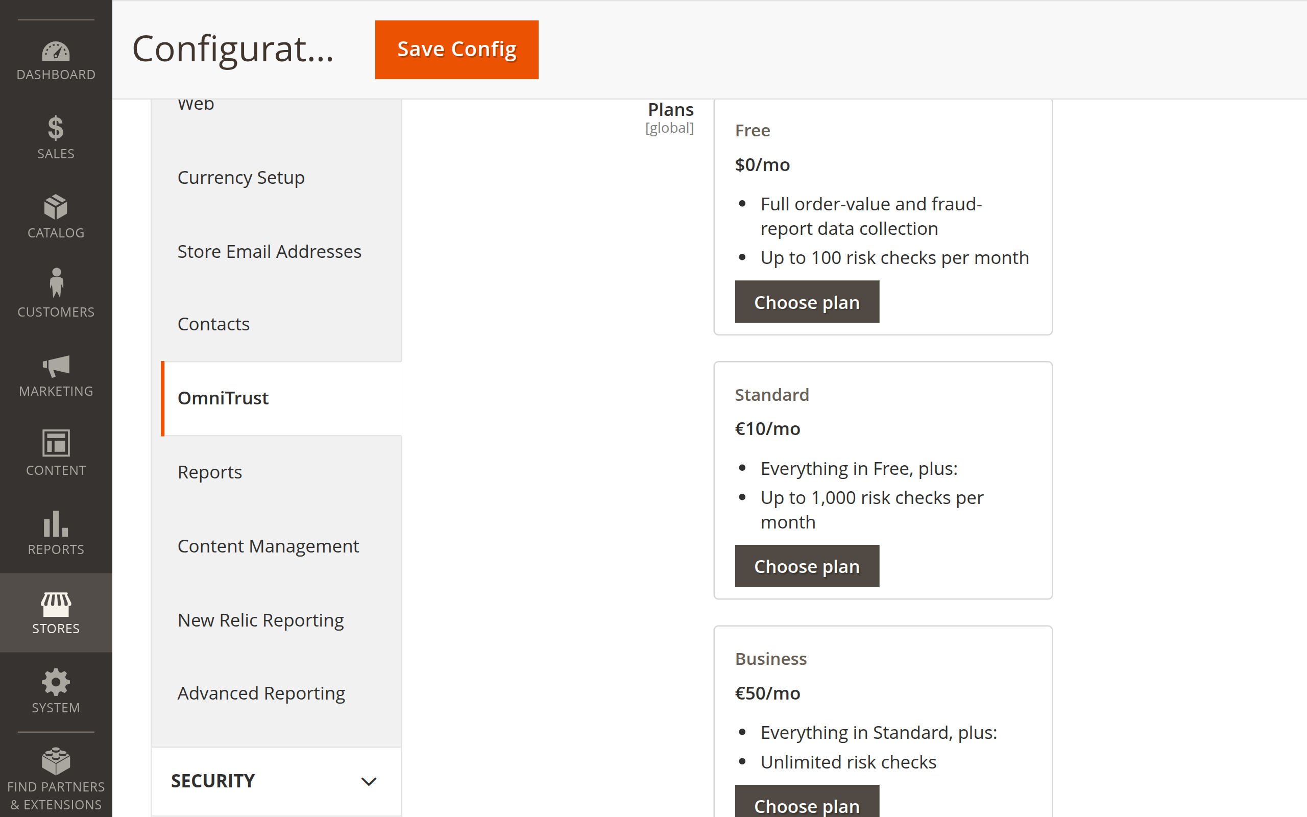 OmniTrust module row installed in the Magento admin module list