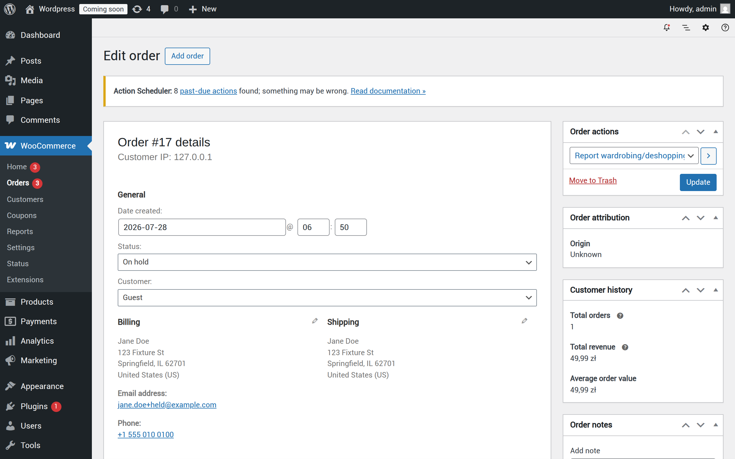 Report COD non-collection and report wardrobing/deshopping order actions in WooCommerce